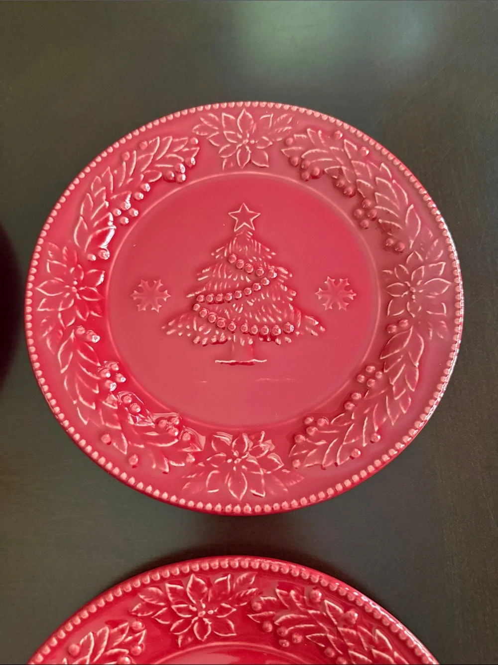 Bordallo Pinheiro Red Salad Dessert Plates Set of 4